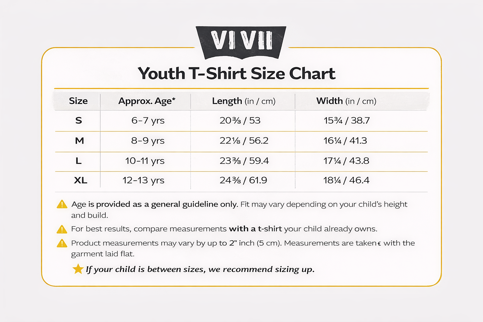 Size chart